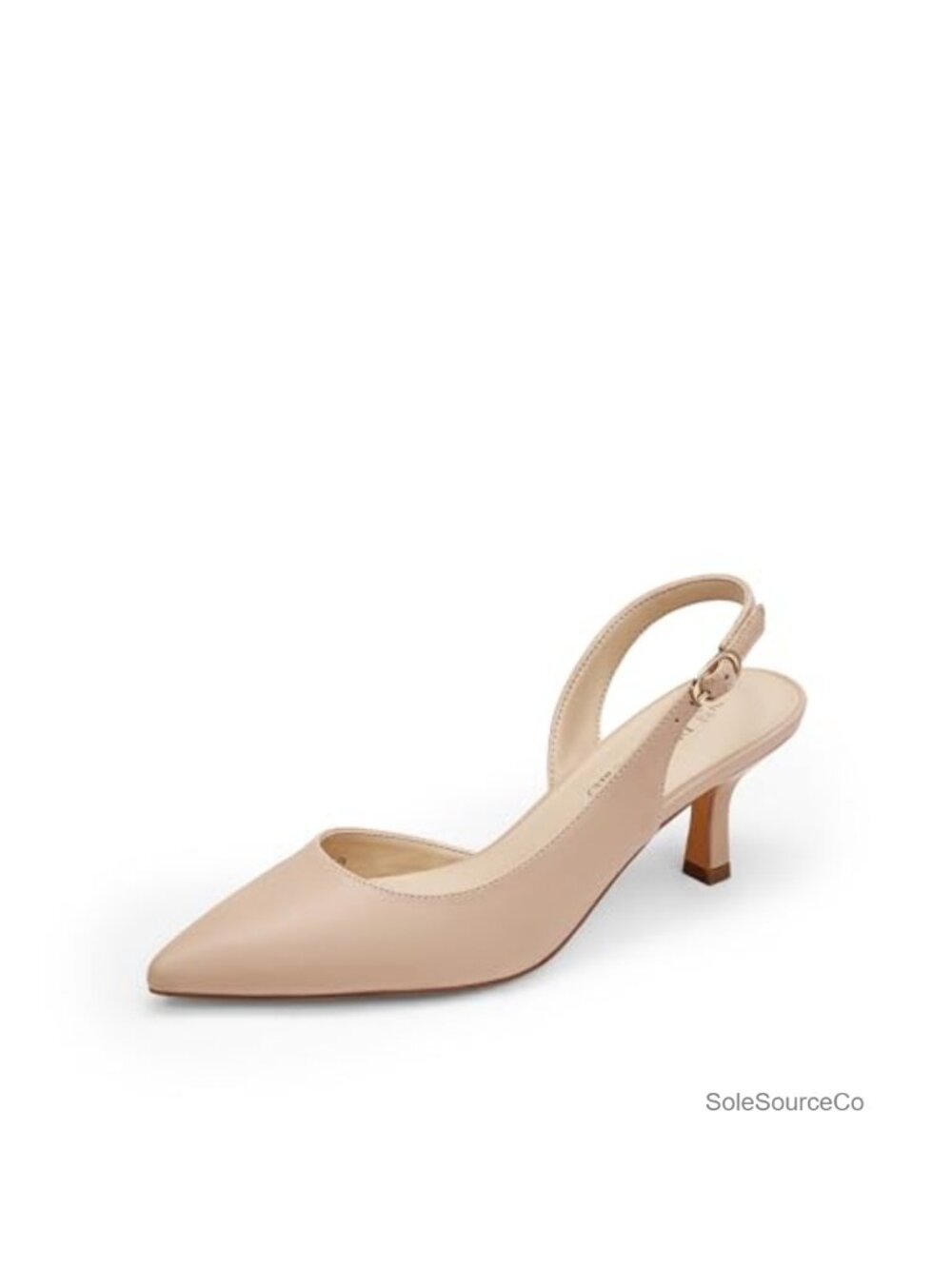 Women's Kitten Heel Slingback Pumps Faux Leather Pointed Toe Dress Shoes